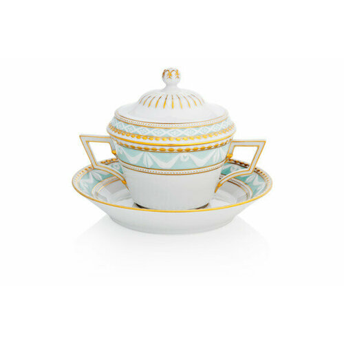 Чаша суповая с блюдцем и крышкой KPM Курлянд-26