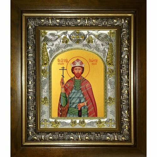Икона Георгий (Юрий) Владимирский, 14x18 см, в деревянном киоте 20х24 см, арт вк-3780