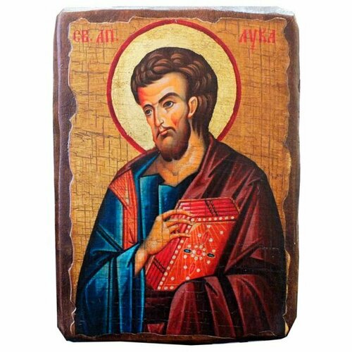 Икона Лука апостол под старину (13 х 17,5 см), арт IDR-609