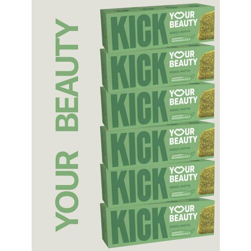 KICK YOUR BEAUTY Батончик Кокосовый с чаем матча, коллагеном 6х38 гр