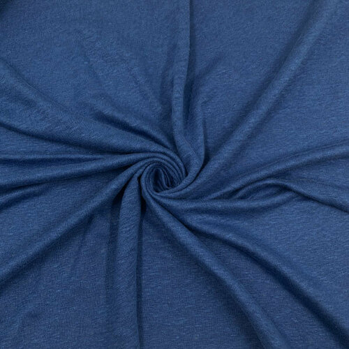 Лен 100%, ткань для шитья, трикотажная ткань, Италия, 100х140 см, синий цвет