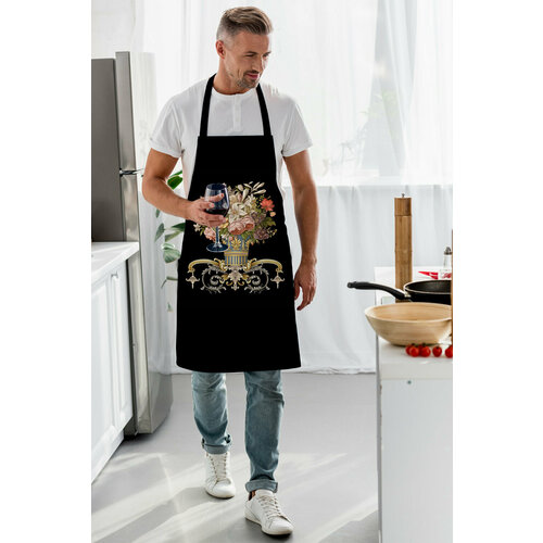 Фартук кухонный AdaWall черный с букетом цветов AP-111