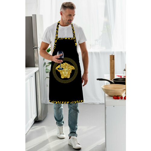 Фартук кухонный AdaWall черный c желтой медузой AP-108