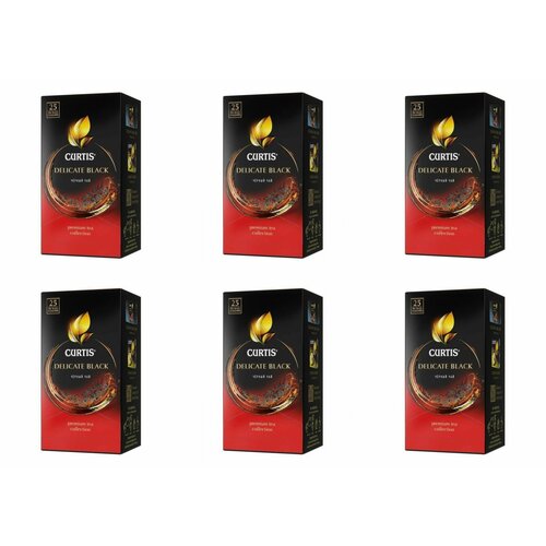 Curtis Чай в пакетиках Delicate Black, черный, 25 пакетиков, 6 упаковок