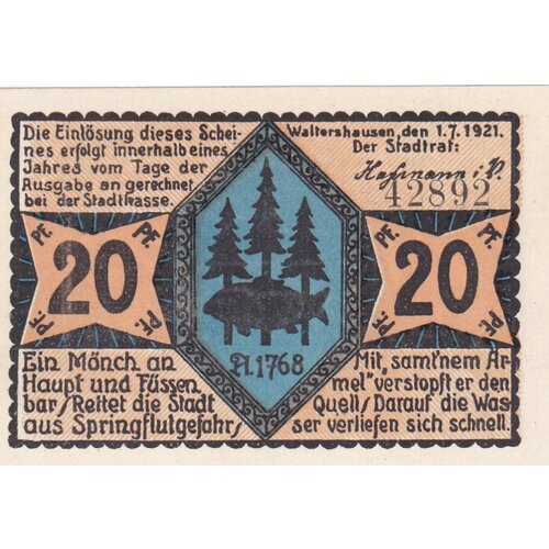 Германия (Веймарская Республика) Вальтерсхаузен 20 пфеннигов 1921 г.