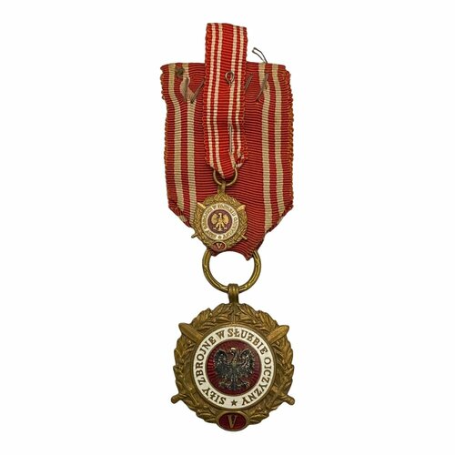 Польша, медаль Вооруженные силы на службе родины V лет с фрачником 1968-1990 гг. (2)
