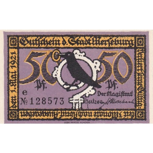 Германия (Веймарская Республика) Мерзебург 50 пфеннигов 1921 г. (E) германия веймарская республика мерзебург 20 пфеннигов 1921 г