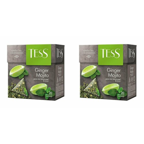 Tess Чай в пирамидках Ginger Mojito зеленый, 20 пакетиков, 2 уп