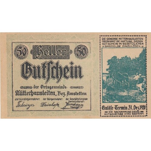 Австрия, Миттерхауслайтен 50 геллеров 1914-1920 гг. австрия гусверк 50 геллеров 1914 1920 г
