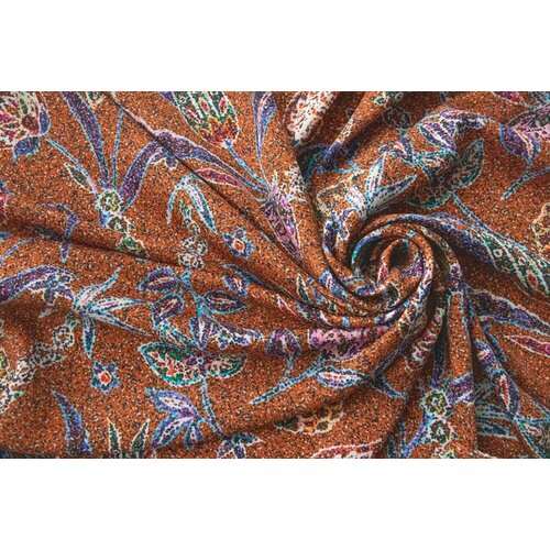 Ткань шармуз коричневый с мозаичным рисунком