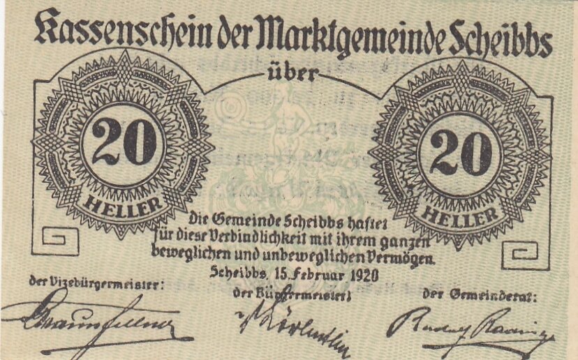 Австрия, Шайбс 20 геллеров 1920 г. (Вид 2)