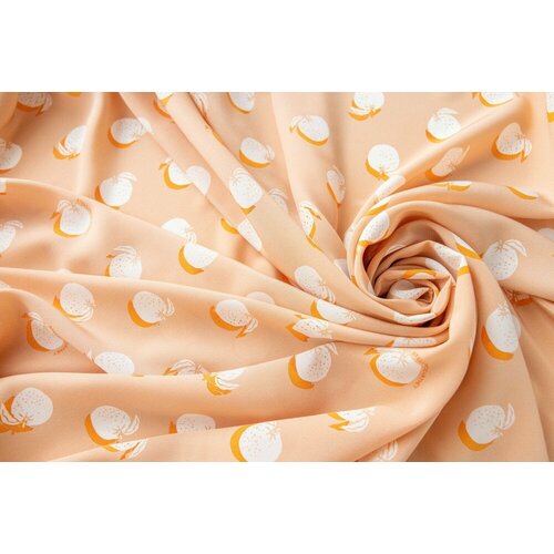 Ткань персиковый крепдешин с апельсинами