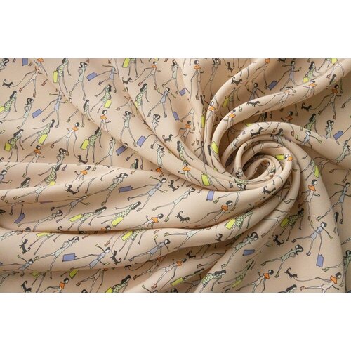 Ткань пудровый крепдешин дамы с собачкой