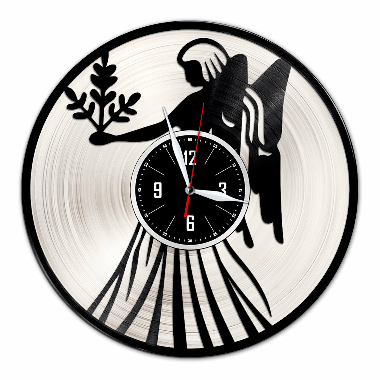 Знак зодиака "Дева" - настенные часы из виниловой пластинки (с серебряной подложкой)