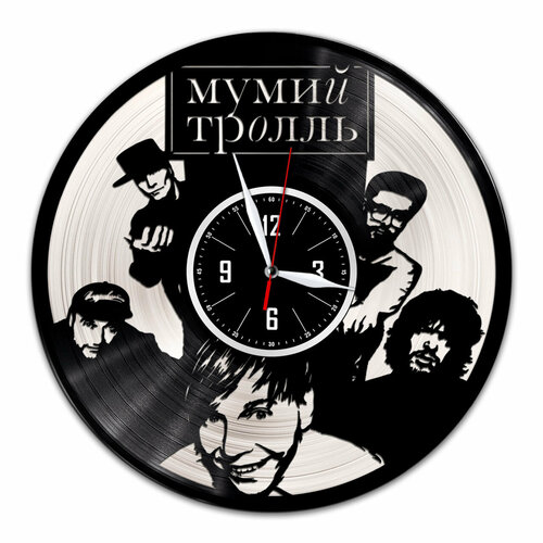 Мумий Тролль - настенные часы из виниловой пластинки (с серебряной подложкой)