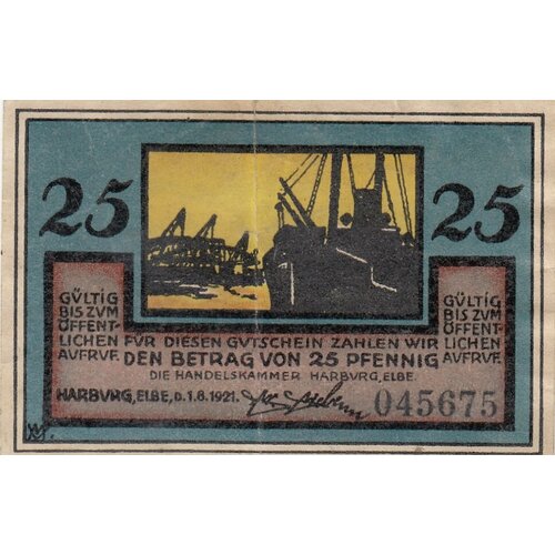 Германия (Веймарская Республика) Харбург 25 пфеннигов 1921 г. (2)