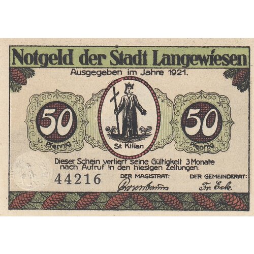 Германия (Веймарская Республика) Лангевизен 50 пфеннигов 1921 г.