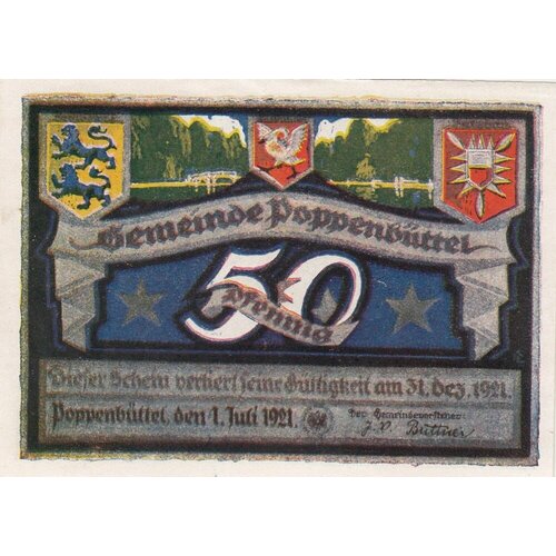 Германия (Веймарская Республика) Поппенбюттель 50 пфеннигов 1921 г. (№3) (4) германия веймарская республика поппенбюттель 50 пфеннигов 1921 г 5 3