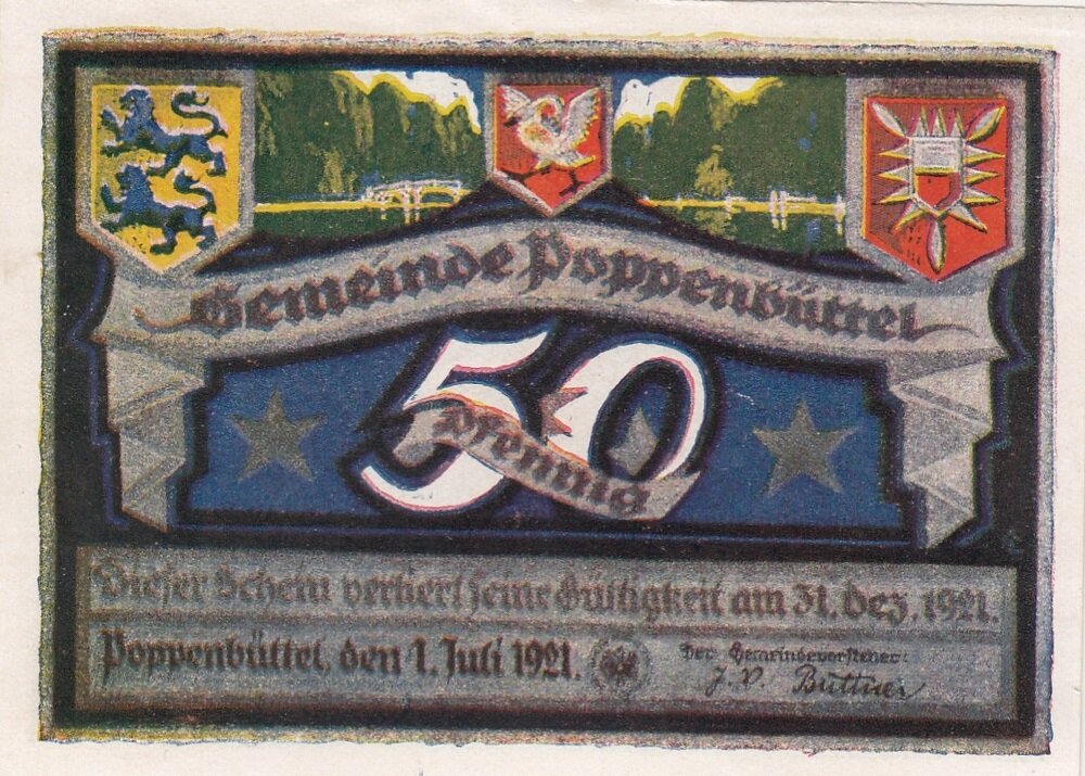 Германия (Веймарская Республика) Поппенбюттель 50 пфеннигов 1921 г. (№3) (4)