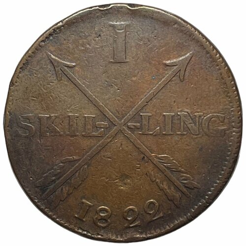 Швеция 1 скиллинг 1822 г. клуб нумизмат монета скиллинг швеции 1827 года медь карл xiv юхан