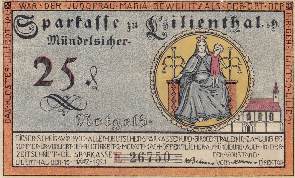 Германия (Веймарская Республика) Лилиенталь 25 пфеннигов 1921 г. (E) (3)