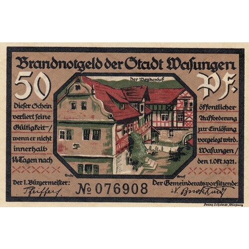 Германия (Веймарская Республика) Вазунген 50 пфеннигов 1921 г. (№2) (3) германия веймарская республика вазунген 50 пфеннигов 1921 г 3 3