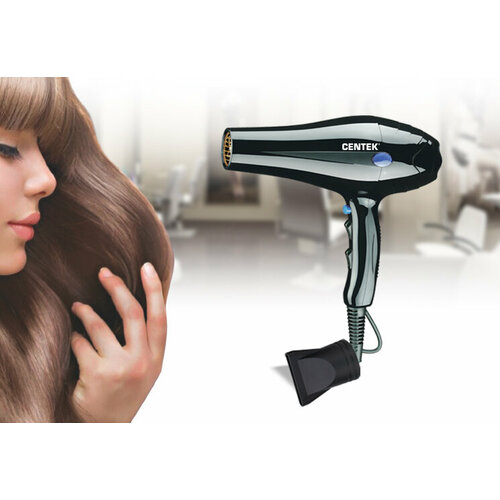 ФЕН для волос 2200ВТ 2 РЕЖ СК 3 РЕЖ темп ХОЛ обдув концентр черн CENTEK 313600₽