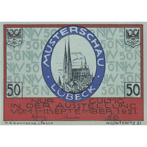 Германия (Веймарская Республика) Любек 50 пфеннигов 1921 г. (B) (2)