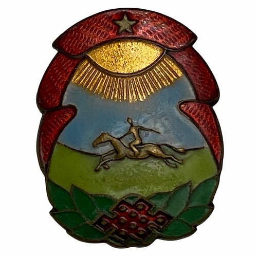 Знак Скачки Монголия 1981-1990 гг. (2) нагрудный знак лучшему коневоду томпак эмаль булавка монголия 1960 1970 гг