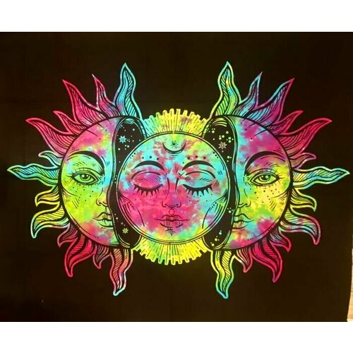 Покрывало гобелен на стену из Индии Солнце Хлопок 210см на 240см 7 1700₽