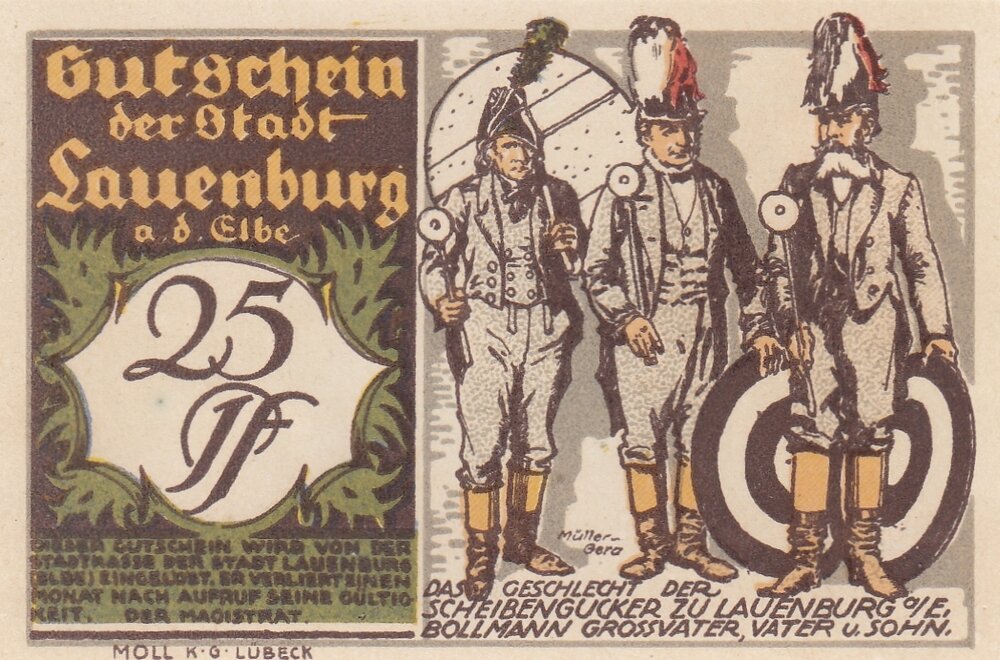 Германия (Веймарская Республика) Лауэнбург 25 пфеннигов 1921 г. (2)