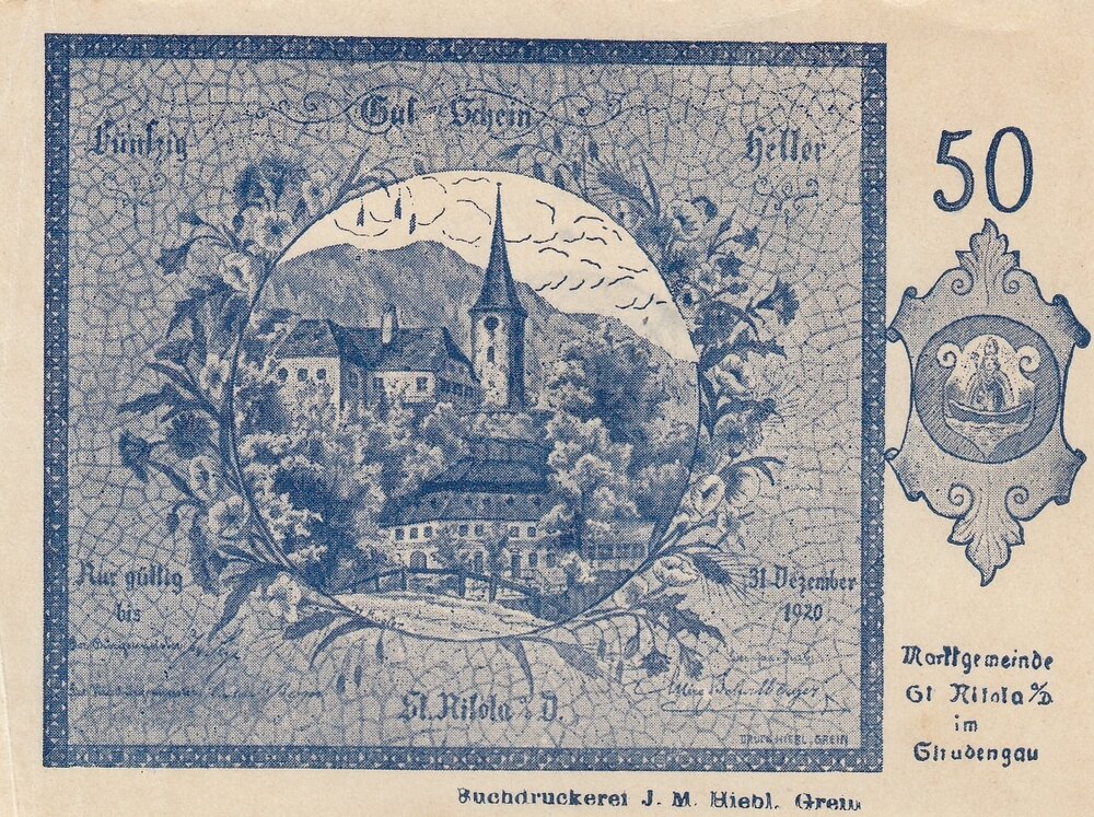 Австрия, Санкт-Никола-ан-дер-Донау 50 геллеров 1914-1920 гг. (№2) (2)