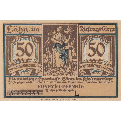 Германия Лан 50 пфеннигов 1914-1924 гг. германия гросальмероде 50 пфеннигов 1914 1924 гг