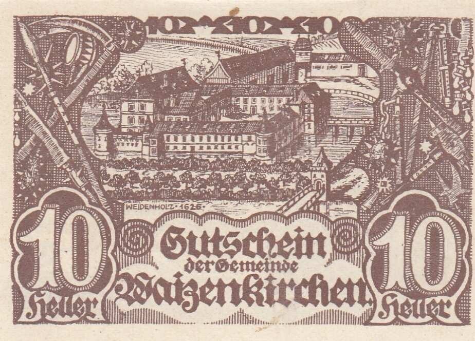 Австрия, Вайценкирхен 10 геллеров 1920 г. (№2)