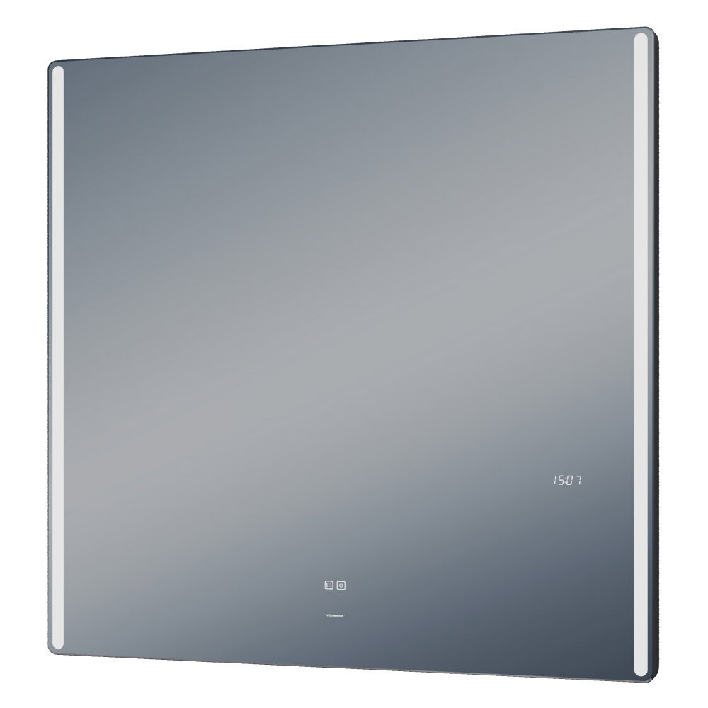 фото Зеркало с сенсорной подсветкой 100х100 см с часами с подогревом Vigo Touch Luxe