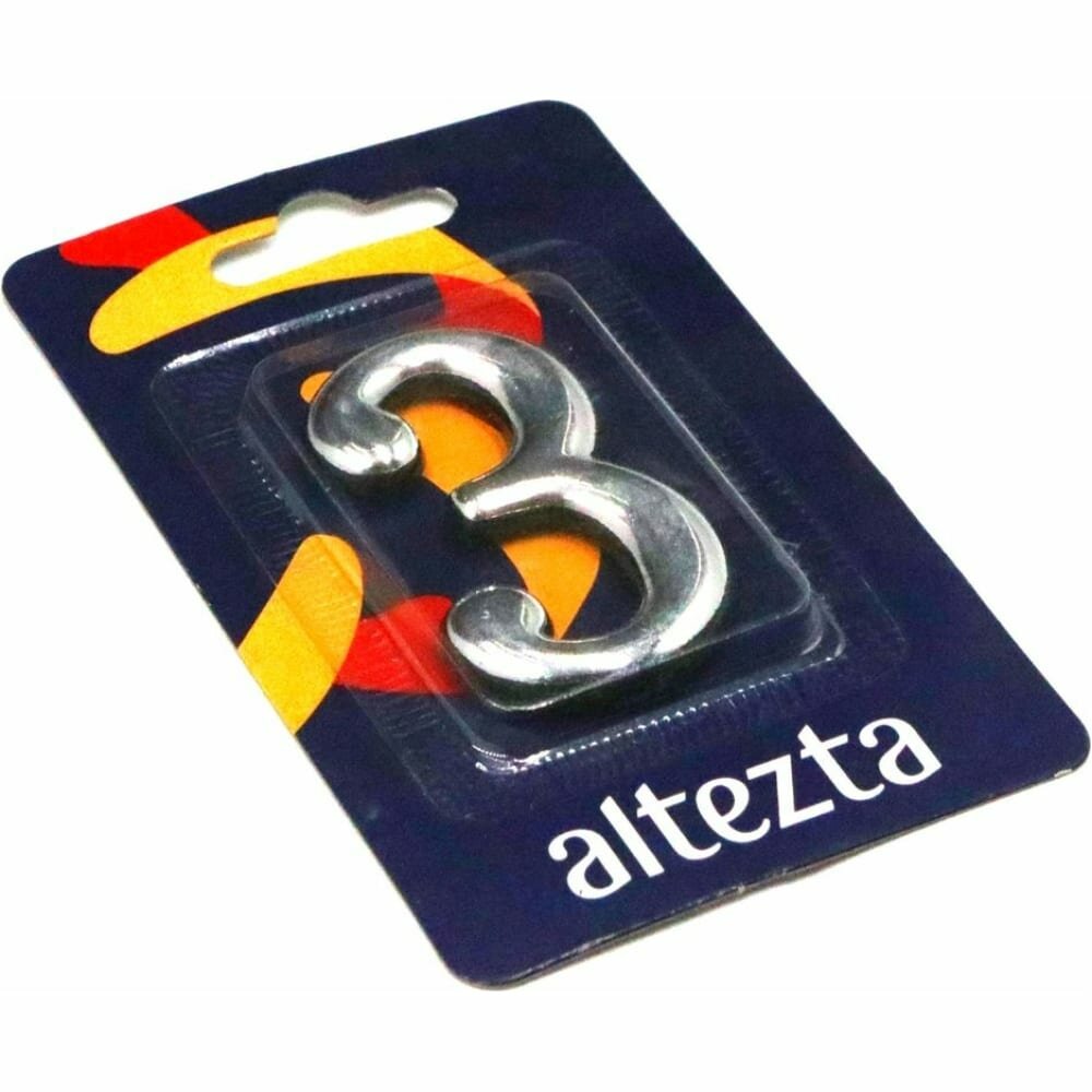 фото Дверная цифра Левша "3" ALTEZTA хром У4-9093. Х