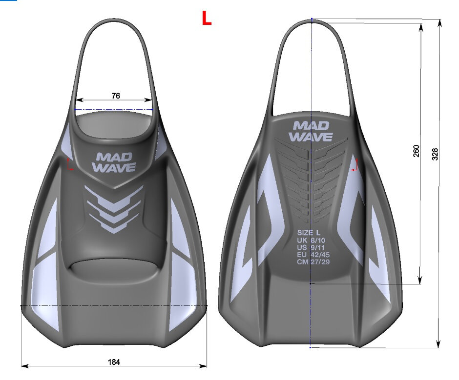 Ласты Open Heel Training Mad Wave - фото №5