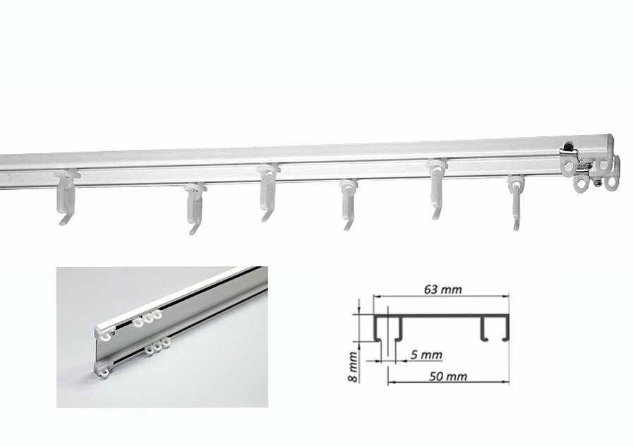 фото Карниз потолочный алюминиевый 2х рядный 320