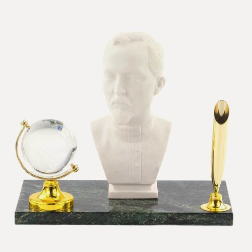 Изображение товара Подставка под ручку "Бюст Дзержинского" мрамолит змеевик 120201