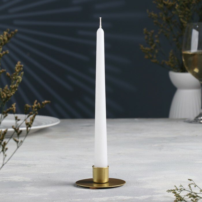 Подсвечник "Круг" металл на одну свечу, 7х3 см, золотой - фотография № 1