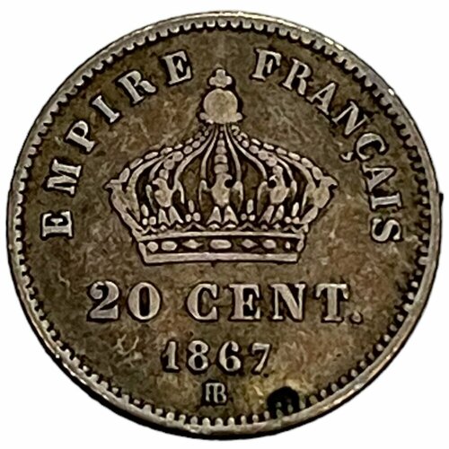 Франция 20 сантимов 1867 г. (BB) франция 5 сантимов 1854 г bb