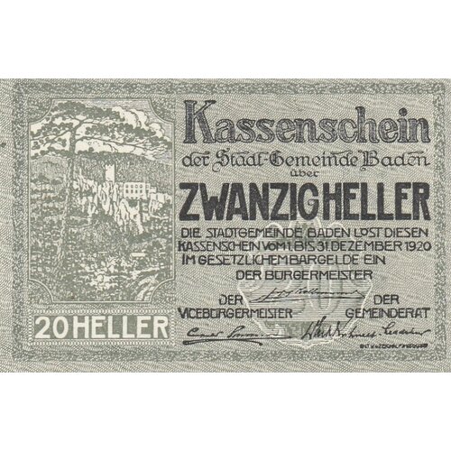 Австрия, Баден 20 геллеров 1914-1920 гг. (3) австрия баден 20 геллеров 1914 1920 гг 3