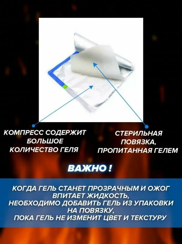 Повязки Противоожоговая Гидрогелевая повязка на рану BURNCARE 100mm x 100mm в аптечку