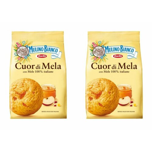 Mulino Bianco Печенье сдобное Cuor di Mela с яблочной начинкой, 250 г, 2 уп