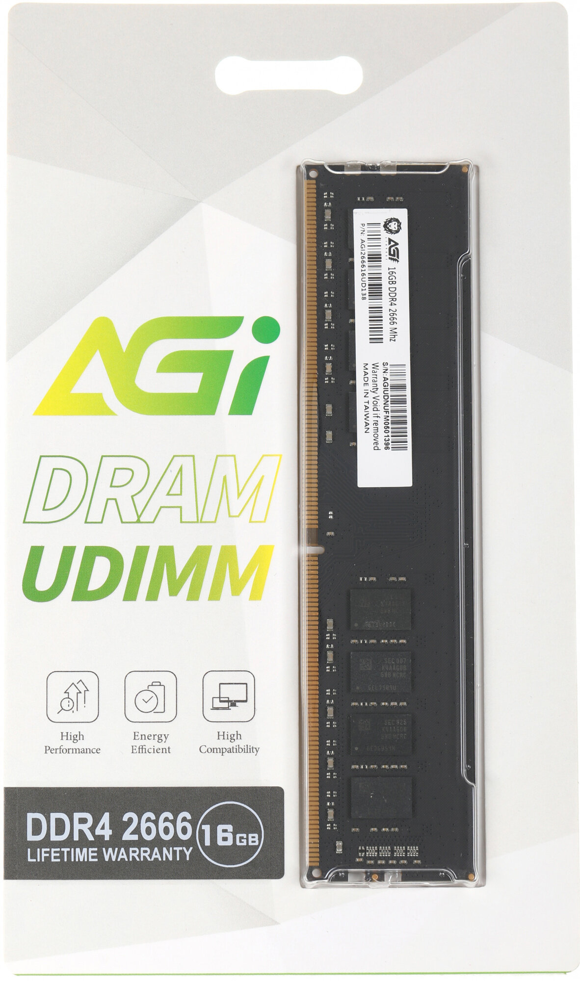 Оперативная память AGi UD138 DDR4 - 16GB, 2666 МГц, DIMM (agi266616ud138)