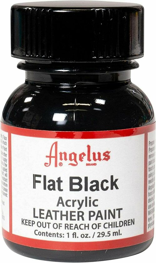 Акриловая художественная краска Angelus для ткани и кожи, Flat black 101 (насыщенный черный), 29.5 мл