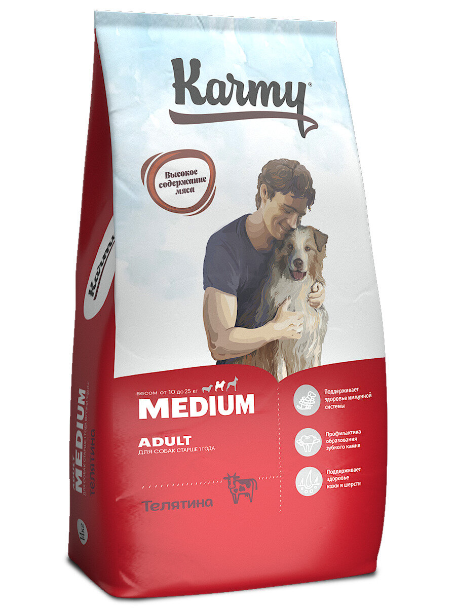 KARMY MEDIUM ADULT корм Д/собак средних пород от 1 года (телятина) 14 кг.