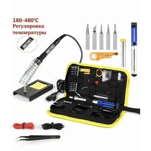 Паяльный набор в чехле с Экстрактором оловоотсосом и аксессуарами паяльник 80Вт черный 219000₽