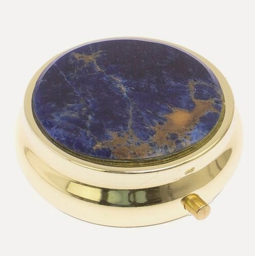 Изображение товара Таблетница на 3 отсека камень содалит цвет золото 125538