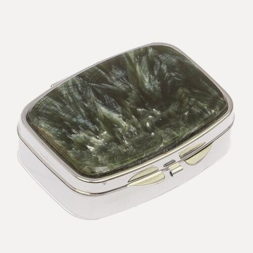 Изображение товара Таблетница на 2 отделения камень серафинит цвет серебро 125590